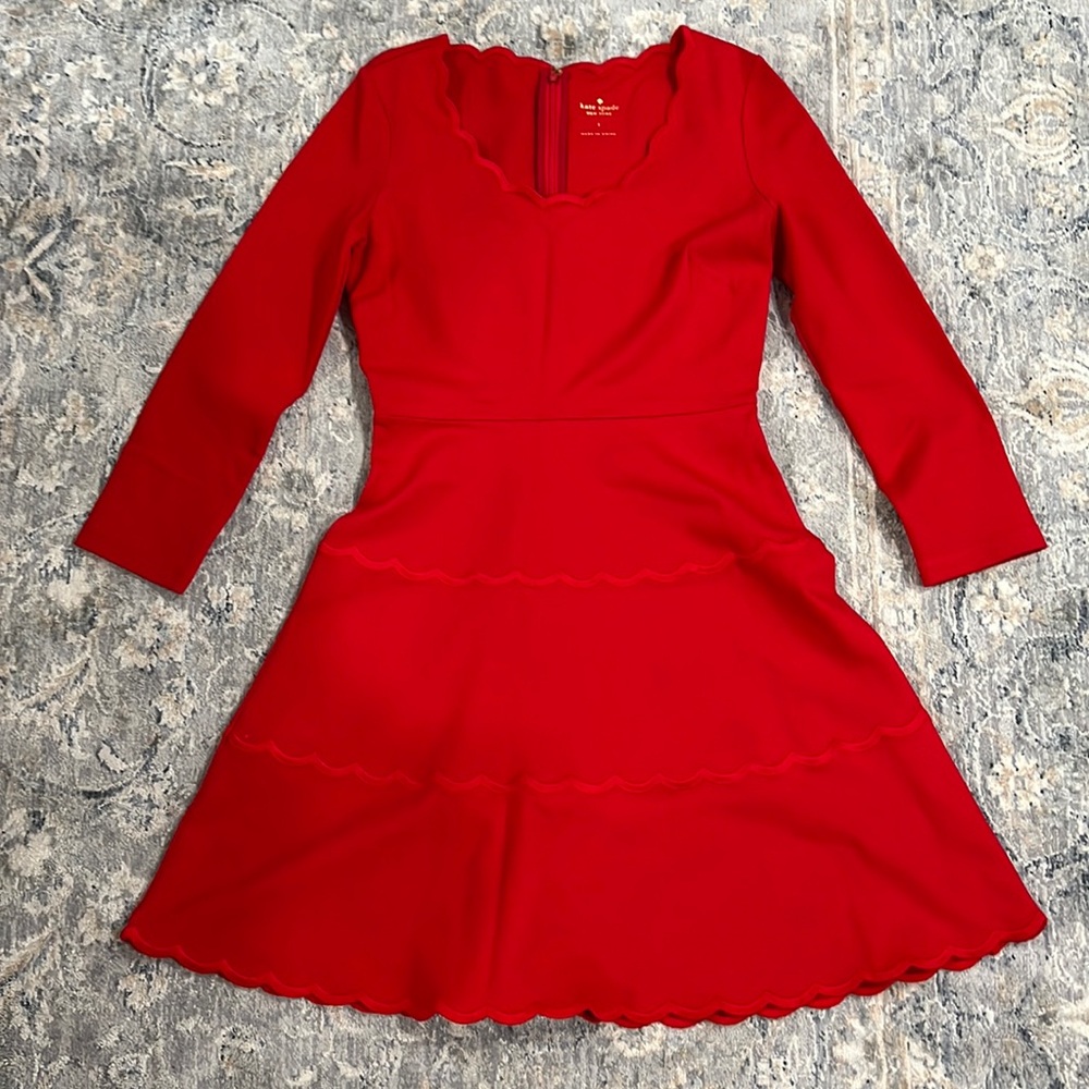 Kate Spade Red Scalloped Dress, size 2